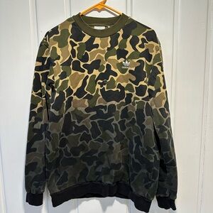 adidas Green and Black Camouflage Sweatshirt